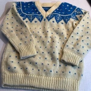 Kids' Blue and Cream Patterned Sweater